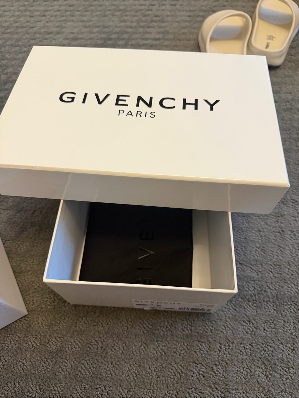 Givenchy White Shoe Box with Black Dust Bag